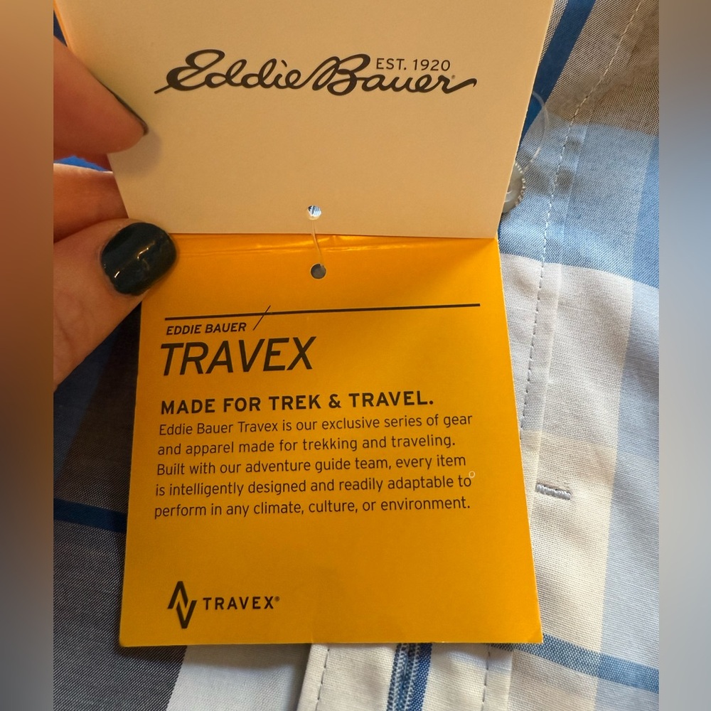 Eddie Bauer NWT Men’s Travex On The Go Poplin Plaid FreeDry Shirt - Picture 9 of 9
